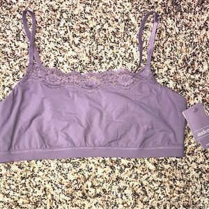 Auden Luxury Collection Lavender Lace-Trim Scoop Neck Unlined Bralette NWT